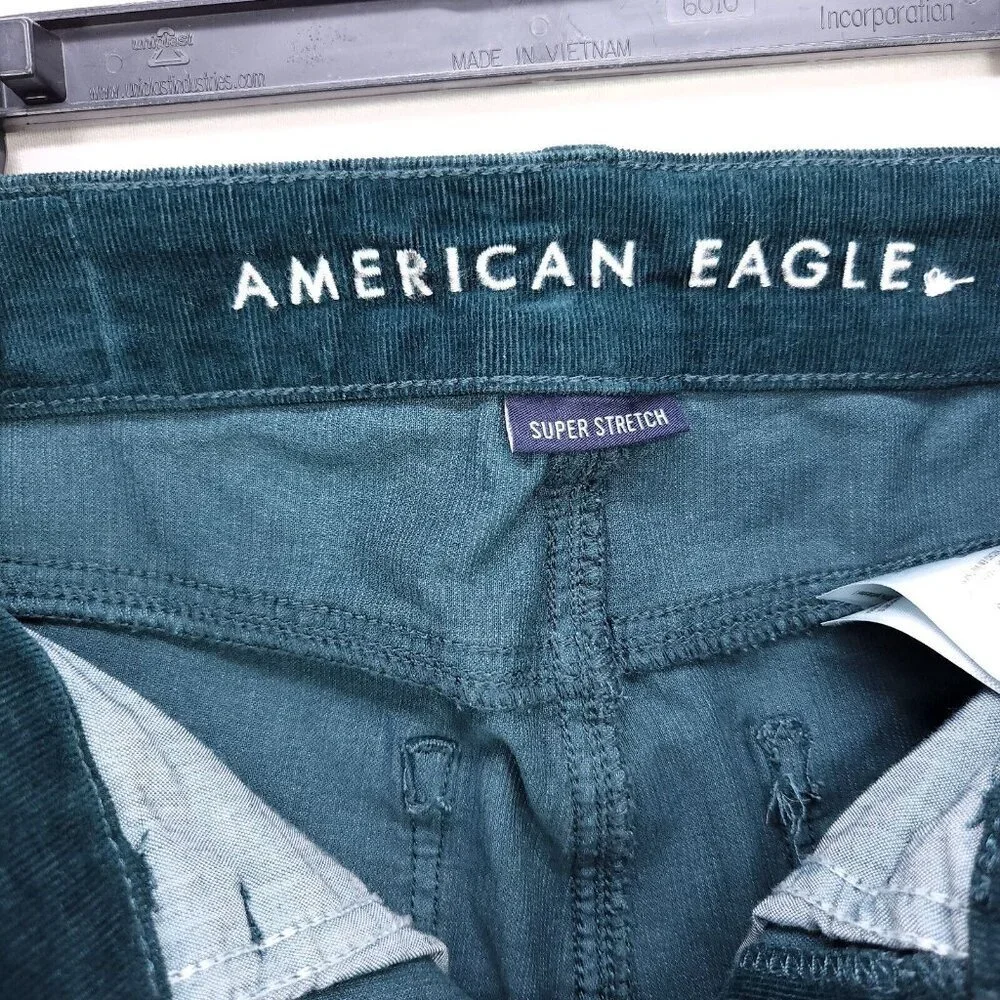 American Eagle Corduroy Pants Womens Size Slim 00 Long Emerald Green Pockets - Picture 15 of 15